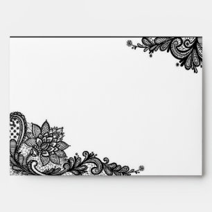White and Black Lace Wedding Envelopes