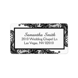 White and Black Lace Wedding Labels