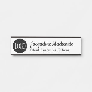 White and Black Logo Long Title Office Door Signs