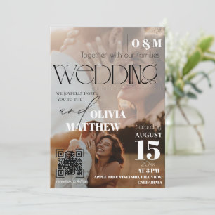 White and black Magazine Cover Wedding  Invitation