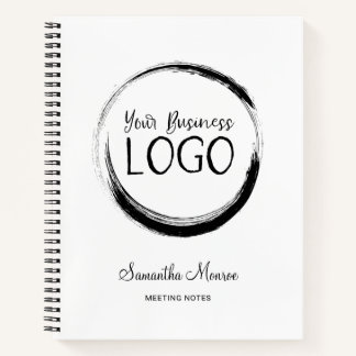 White and Black Minimalist Business Logo Meeting Notebook