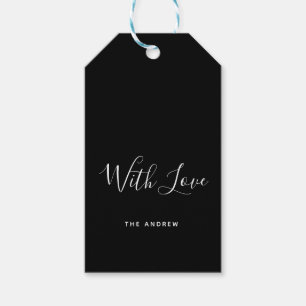 White and Black Minimalistic With Love Gift Tags