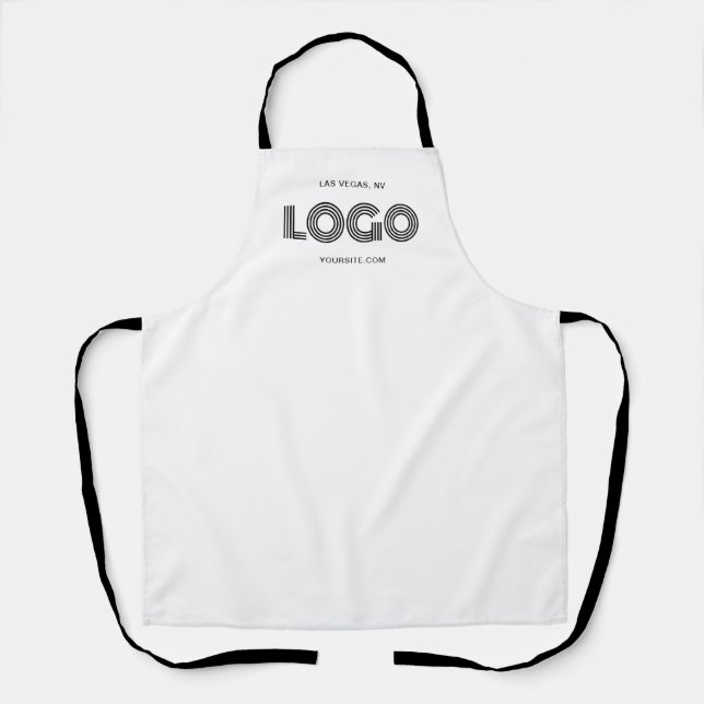 White and Black Modern Business Logo Apron (Front)