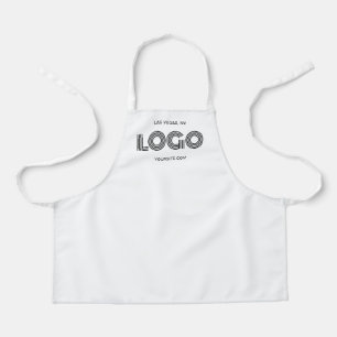 White and Black Modern Business Logo Apron