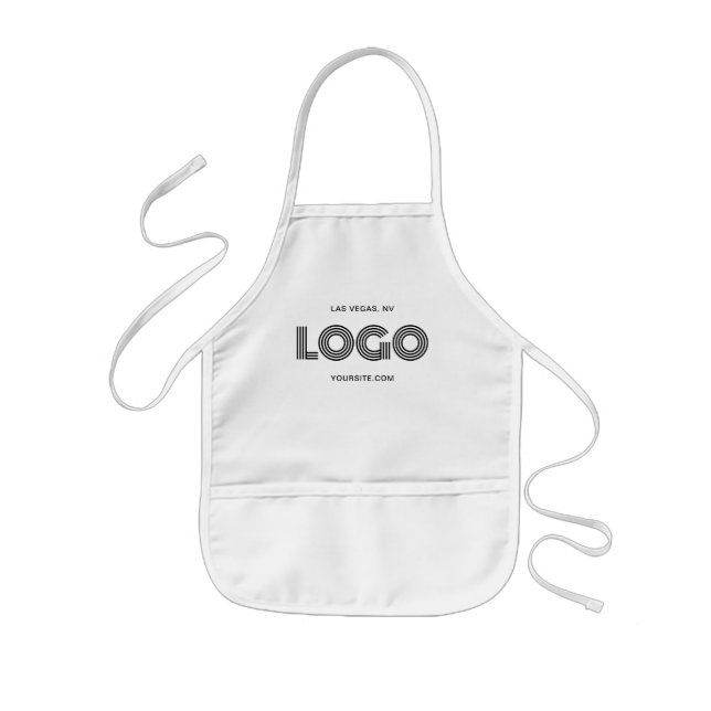 White and Black Modern Business Logo Kids Apron (Front)