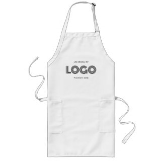 White and Black Modern Business Logo Long Apron