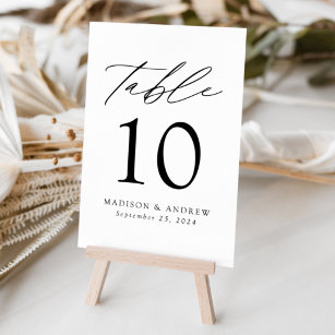 White and Black Modern Elegance Wedding Table Number