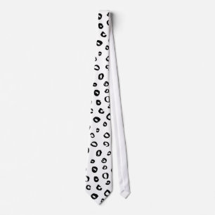 White and Black Modern Leopard Animal Pattern Tie