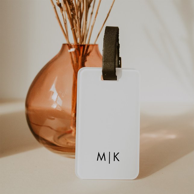 White and Black | Modern Monogram Luggage Tag (Creator Uploaded)