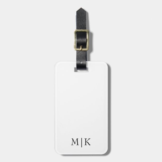 White and Black | Modern Monogram Luggage Tag (Front Vertical)