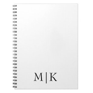 White and Black   Modern Monogram Notebook