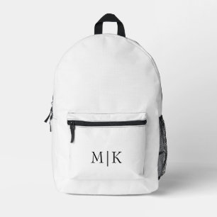 White and Black Modern Monogram Printed Backpack