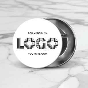 White and Black Modern Rectangular Logo 6 Cm Round Badge
