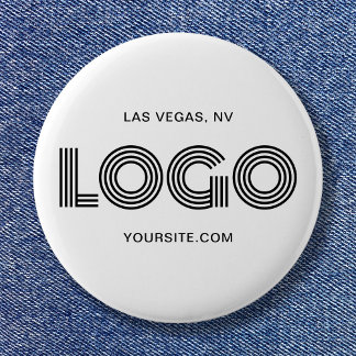 White and Black Modern Rectangular Logo 6 Cm Round Badge