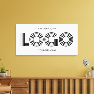 White and Black Modern Rectangular Logo Promo Canvas Print