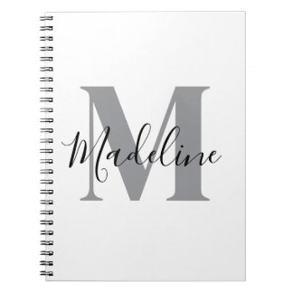 White And Black Monogram Elegant Notebook