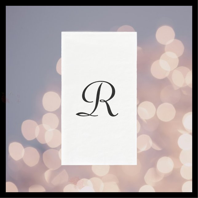 White and Black Monogrammed Elegant Simple Chic Napkin (Creator Uploaded)