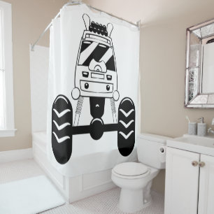 White and Black Monster Truck Shower Curtain