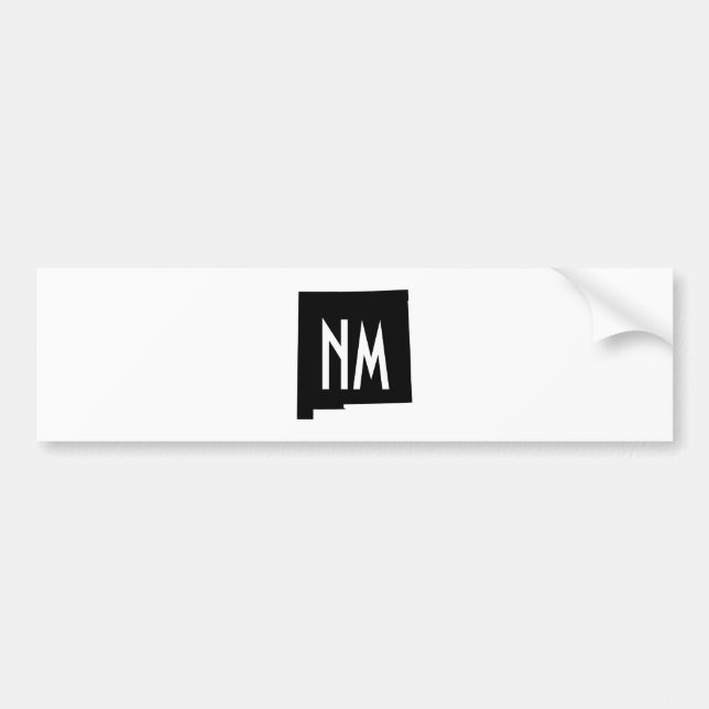 White and Black New Mexico Monogram Bumper Sticker (Front)