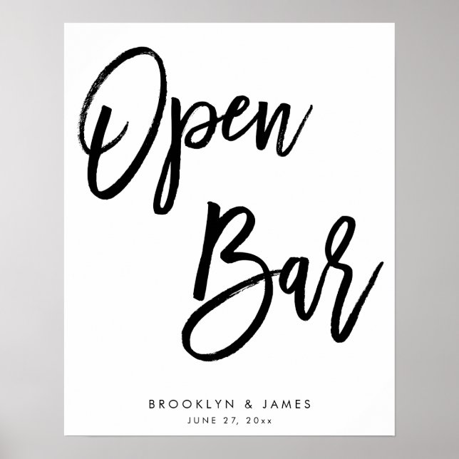 White And Black Open Bar Sign (Front)