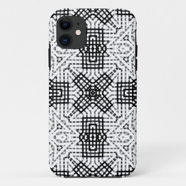 White and black openwork geometric pattern Anna Case-Mate iPhone Case (Back)