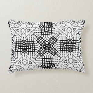 White and black openwork geometric pattern Anna Decorative Cushion