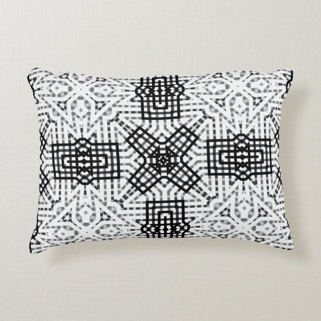 White and black openwork geometric pattern Anna Decorative Cushion (Front)