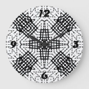 White and black openwork geometric pattern Anna Large Clock