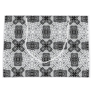 White and black openwork geometric pattern Anna Large Gift Bag