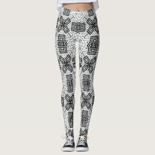 White and black openwork geometric pattern Anna Leggings