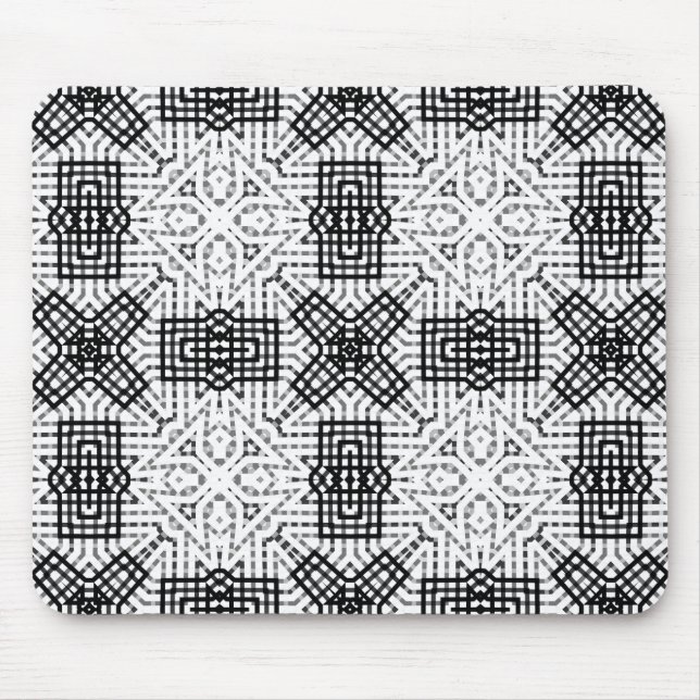 White and black openwork geometric pattern Anna Mouse Mat (Front)
