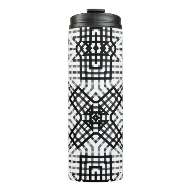 White and black openwork geometric pattern Anna Thermal Tumbler (Front)