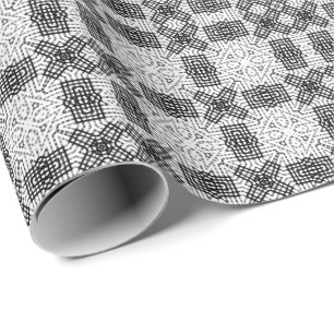 White and black openwork geometric pattern Anna Wrapping Paper