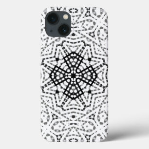 White and black openwork geometric pattern Elsa iPhone 13 Case