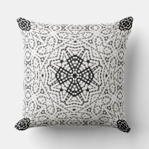 White and black openwork geometric pattern Elsa Cushion