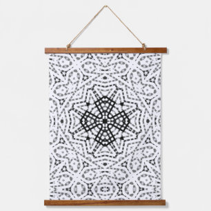 White and black openwork geometric pattern Elsa Hanging Tapestry