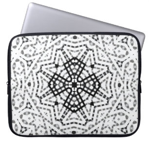 White and black openwork geometric pattern Elsa Laptop Sleeve
