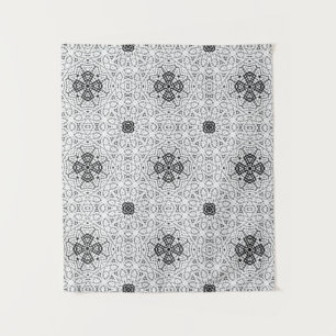 White and black openwork geometric pattern Elsa Tapestry