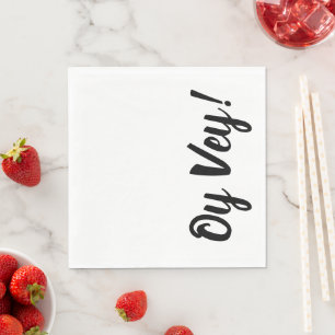 White and Black Oy Vey  Paper Napkins