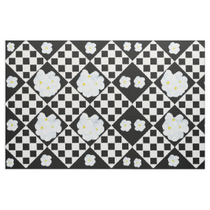 White And Black Pansy Design, Fabric