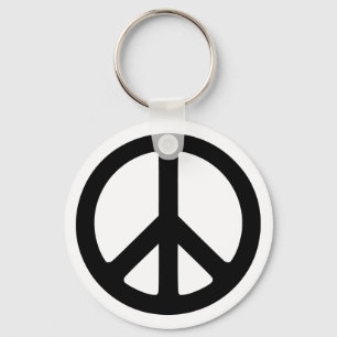 White and Black Peace Symbol Key Ring