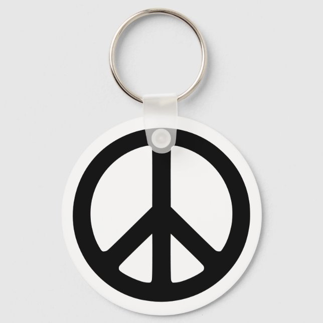 White and Black Peace Symbol Key Ring (Front)