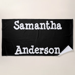White And Black Personalised Beach Towel