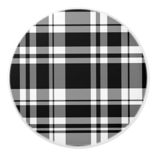 White and Black plaid Ceramic Knob (Front)
