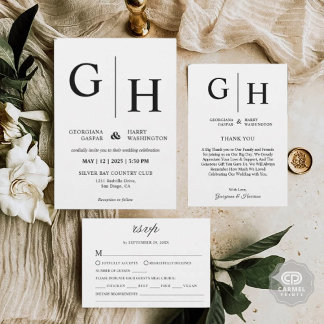 White and Black Plain and Simple Wedding Invitation