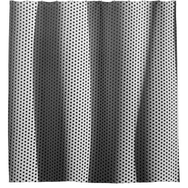 White and black polka-dot fabric shower curtain (Front)
