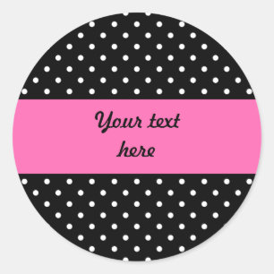 White and Black Polka Dot Pattern Classic Round Sticker