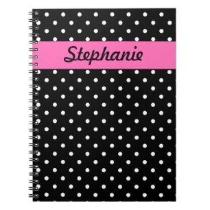 White and Black Polka Dot Pattern Notebook