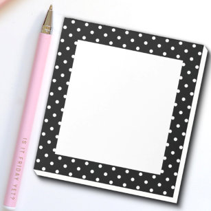 White and Black Polka Dot Pattern Notepad
