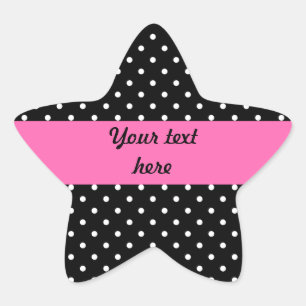 White and Black Polka Dot Pattern Star Sticker